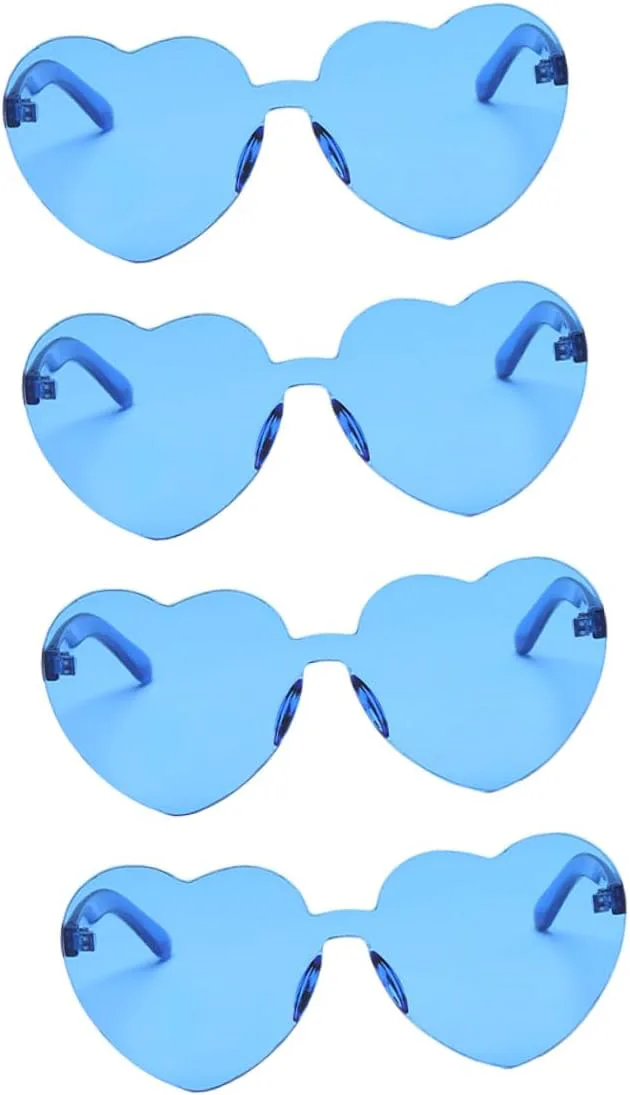

Beaupretty 4 шт. Женские солнцезащитные очки в форме сердца без оправы, светло-голубая оправа, защита от УФ-излучения, летние очки для вечеринок и девичников