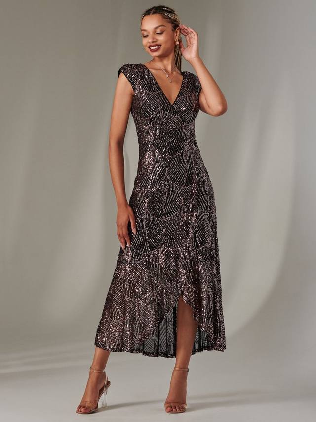 

Платье с рюшами по низу Jolie Moi, цвет Black/Rose Gold