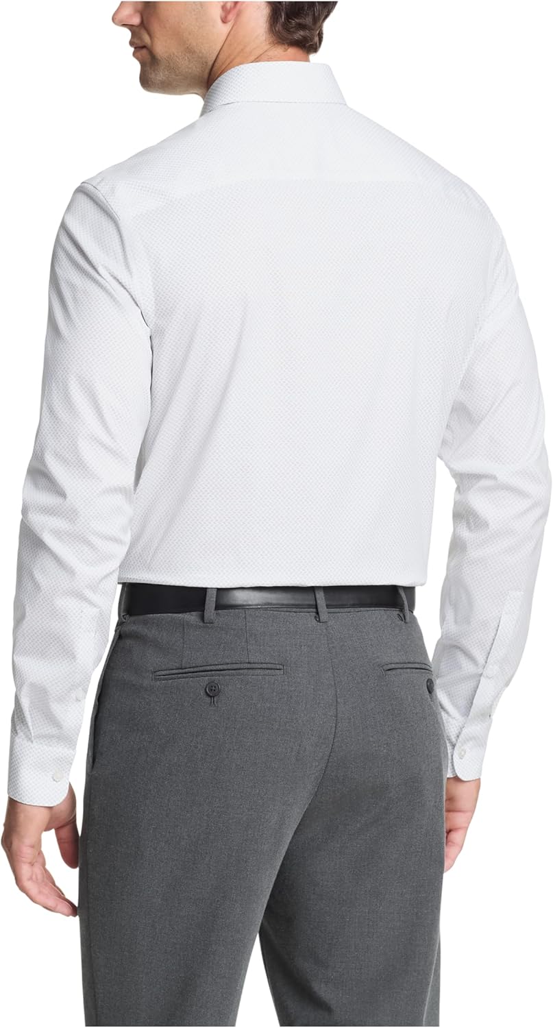 Мужская рубашка Calvin Klein, классический крой, не требует глажки, с принтом, Grey — фото 2