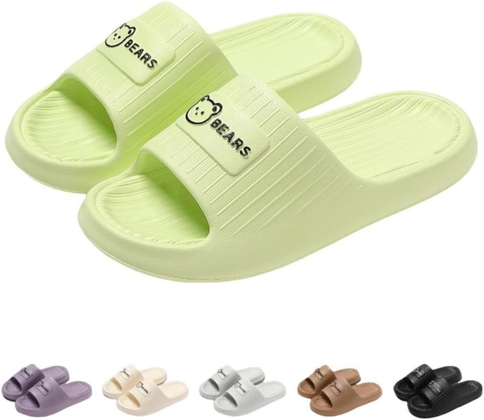 

Милые тапочки с медведем для женщин, летние, мягкие, на платформе, нескользящие, для дома и улицы, кавайные подарки для женщин и мужчин Albiva, зеленый