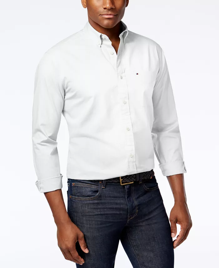 

Мужская классическая рубашка свободного кроя Big & Tall Capote из эластичной ткани Tommy Hilfiger, белый
