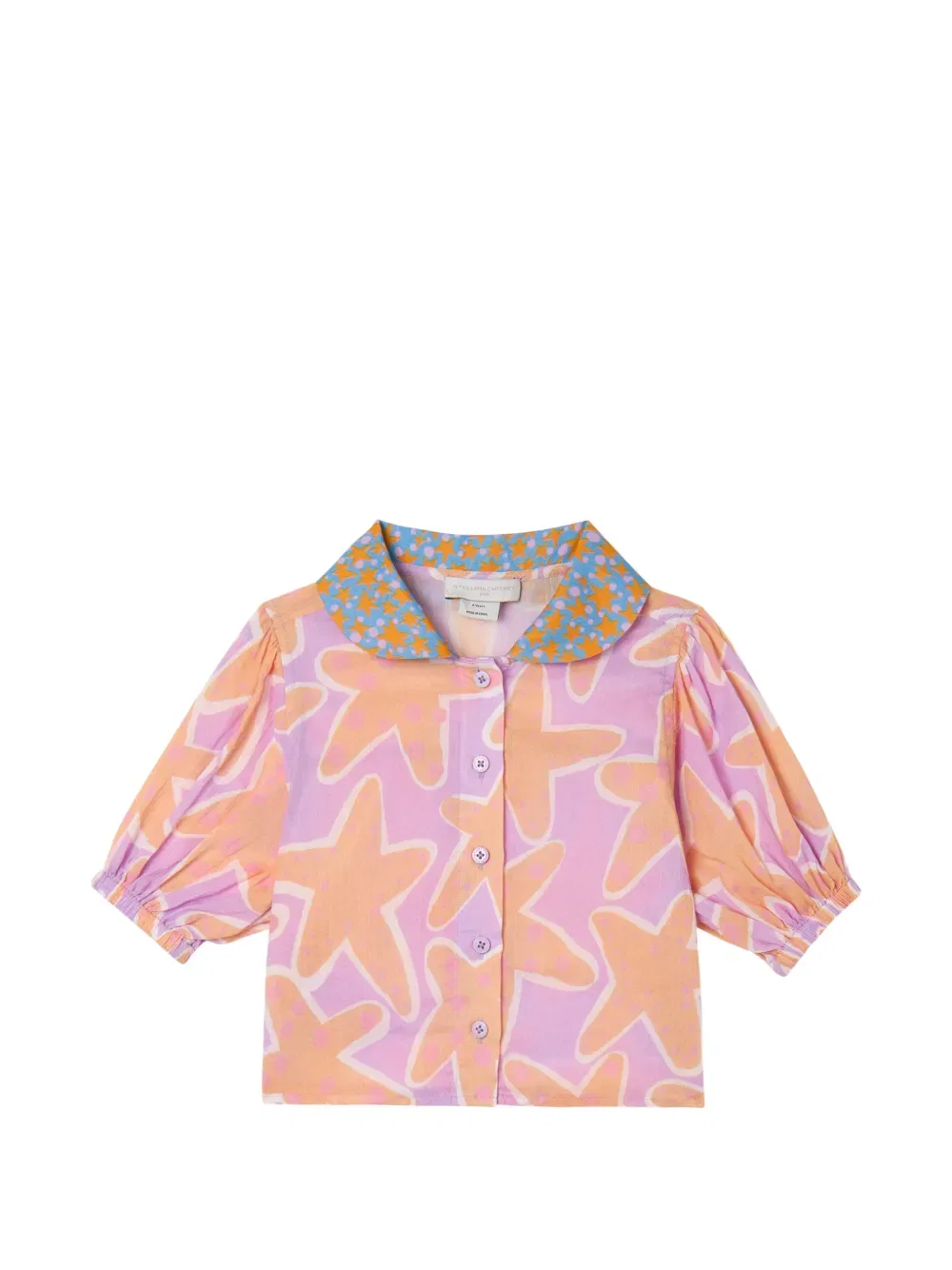 Рубашка с воротником и принтом в виде морских звезд Stella Mccartney Kids, фиолетовый