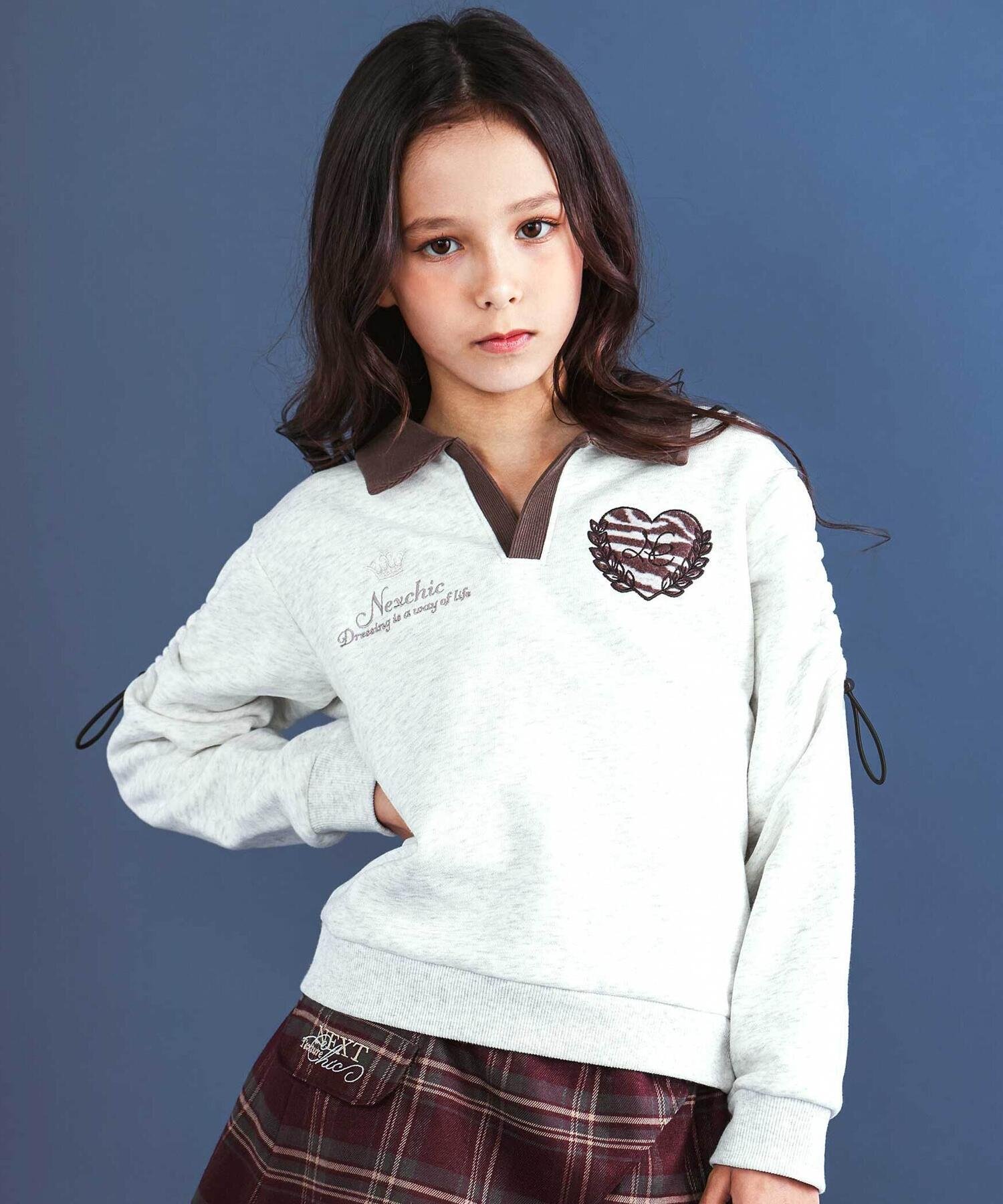 Флисовая регбийная футболка с нашивкой и логотипом (110–150 см) Nexchic, off white