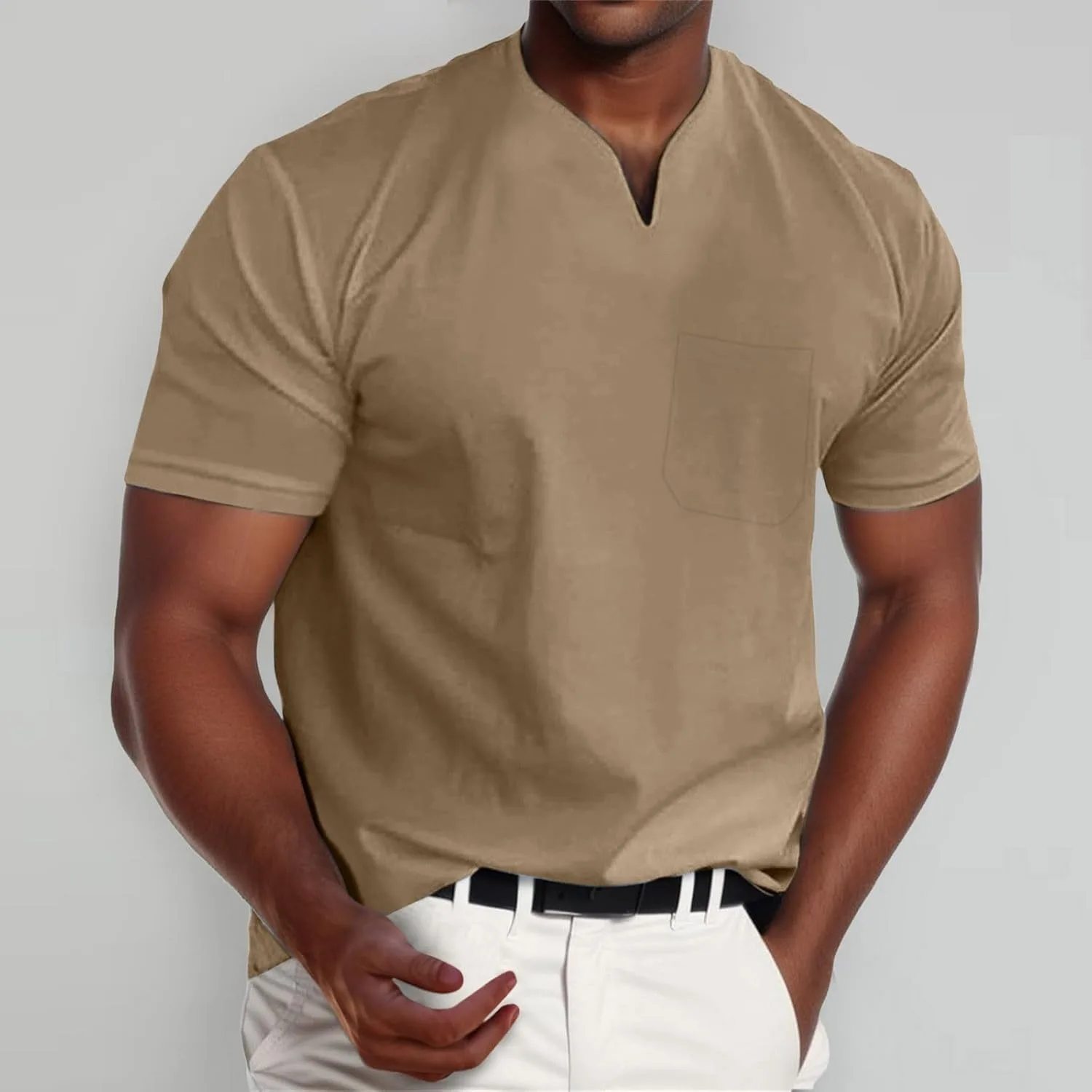Мужская майка V-neck slim fit для тренировок — фото 2