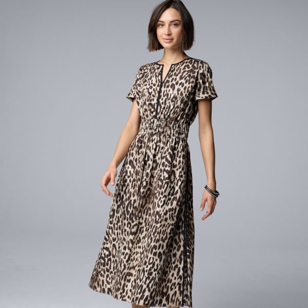 

Женское контрастное платье миди Simply Vera Vera Wang, цвет beige leopard spots