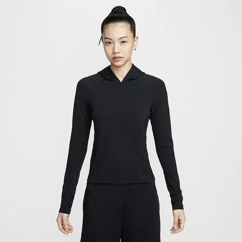 Женский облегающий худи с длинным рукавом Dry-Fit чёрный от Nike