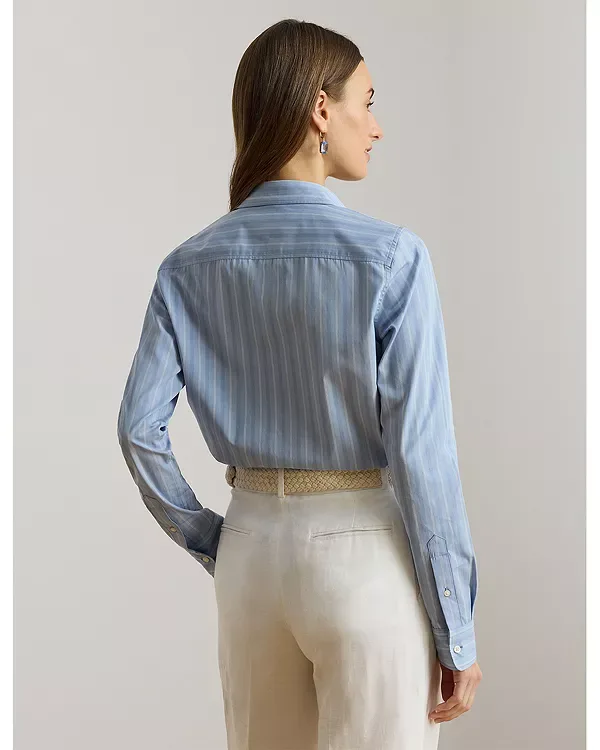 Классическая полосатая рубашка из плотной ткани Ralph Lauren, Blue/White — фото 3