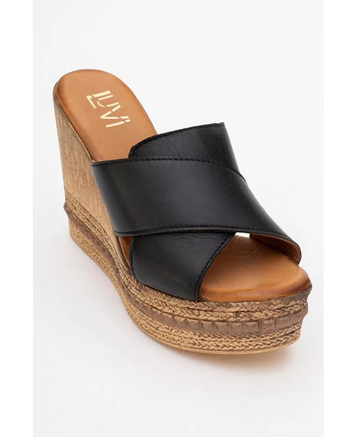Сандалии из кожи на танкетке Lois (женские) Forever & Always Shoes, черный — фото 2
