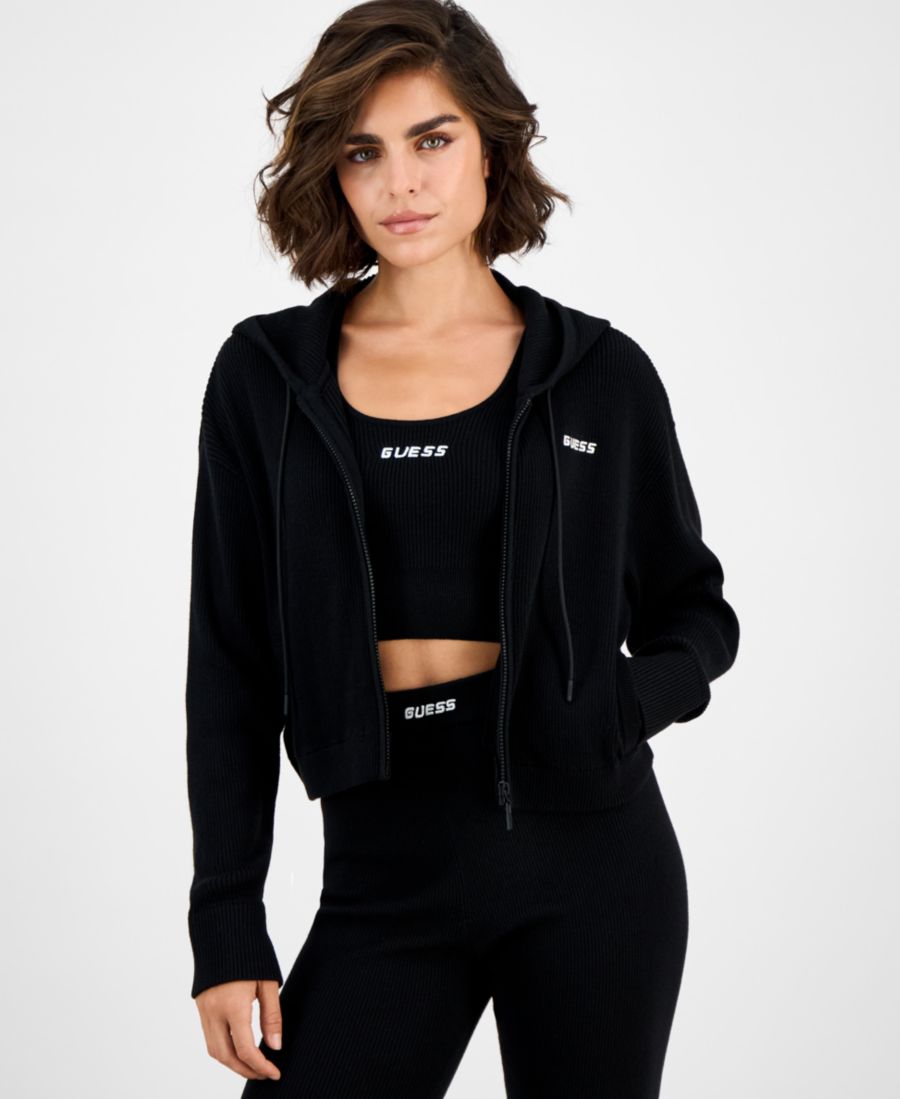 

Женская толстовка Flaminia с ребристой отделкой и застежкой-молнией GUESS, Jet Black A996, Черный, Женская толстовка Flaminia с ребристой отделкой и застежкой-молнией GUESS, Jet Black A996