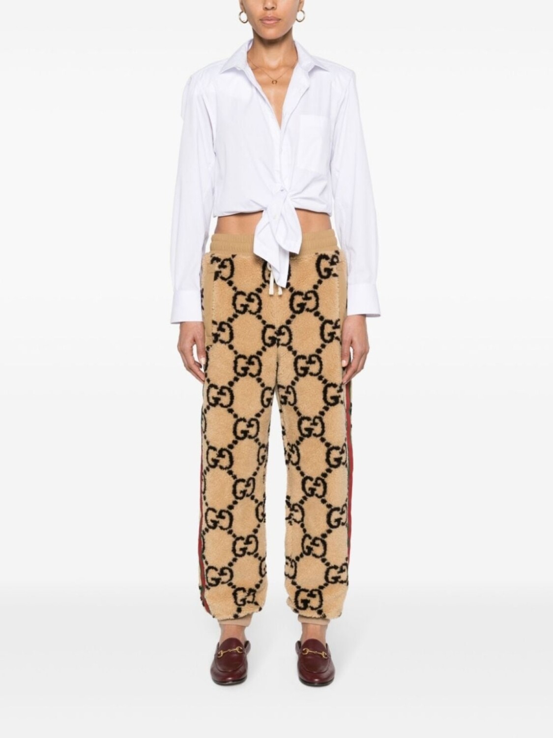 

Gucci спортивные брюки с узором GG, нейтральный цвет