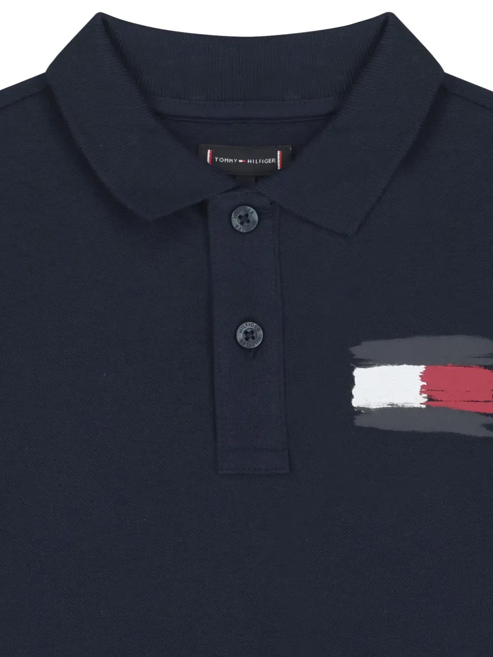 Хлопковая рубашка-поло с логотипом Tommy Hilfiger Junior, синий — фото 3