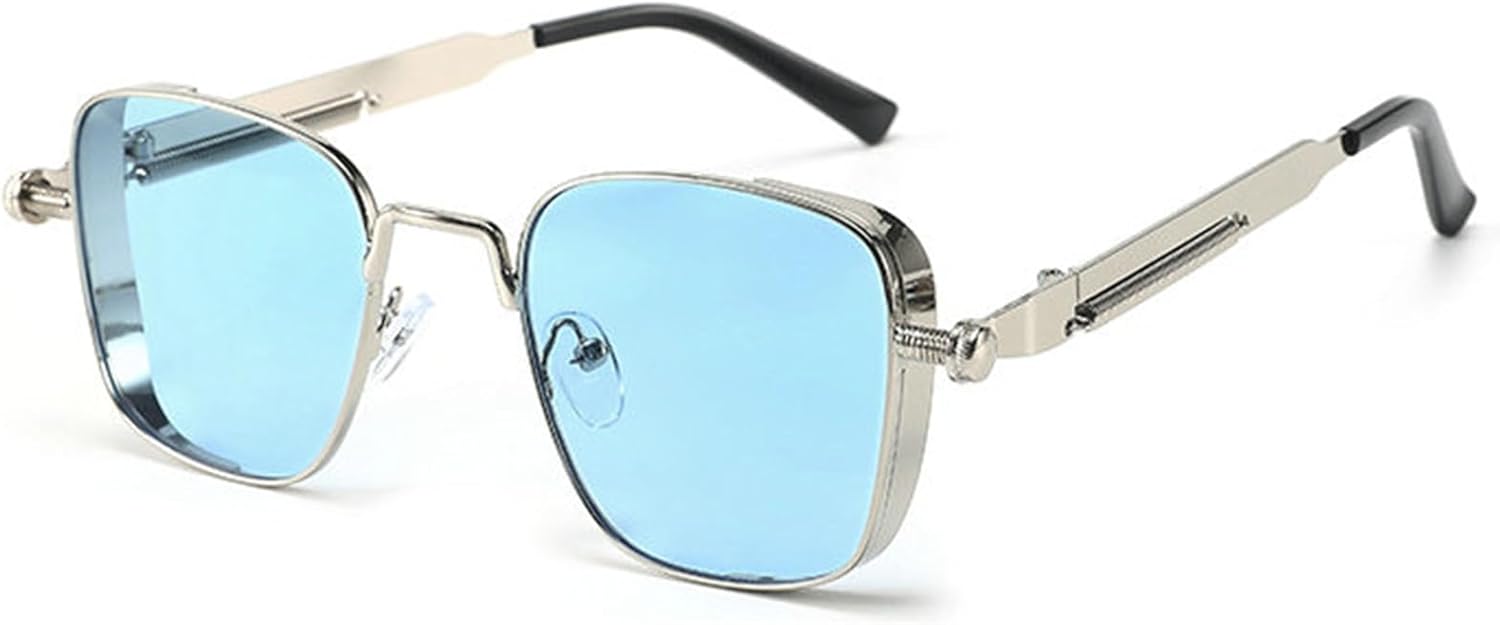 

Willochra Классические модные квадратные солнцезащитные очки конфетных цветов для женщин, ретро-стиль 90-х, трендовые мужские металлические прямоугольные очки UV400, C7