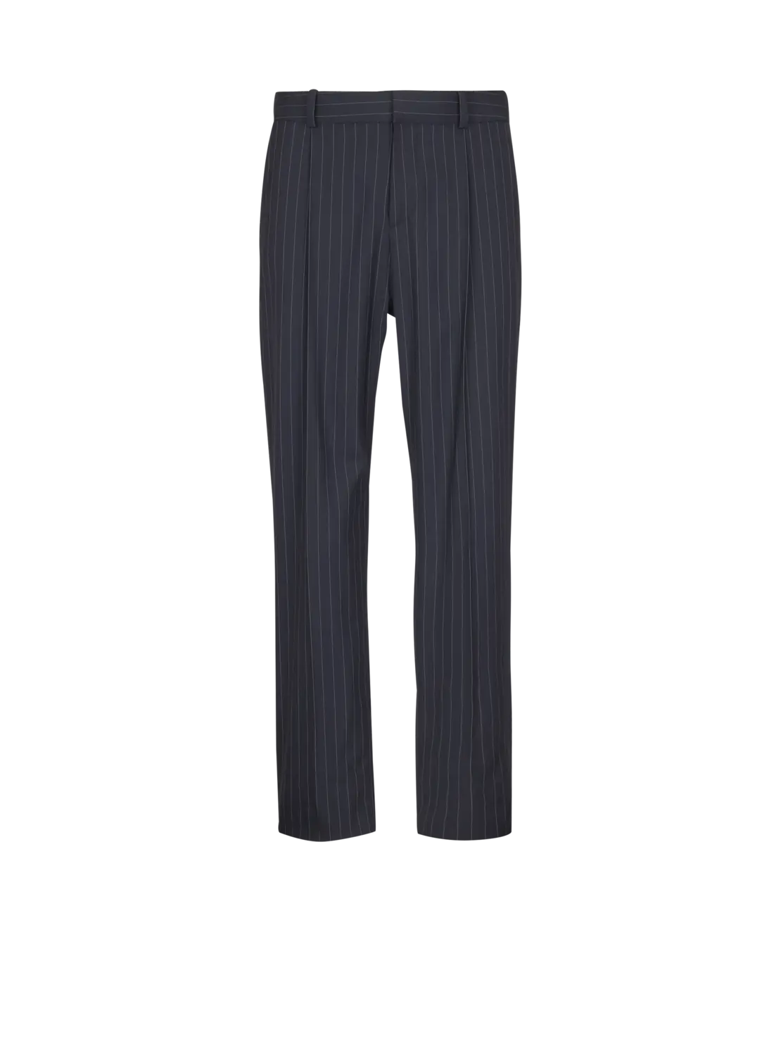 

Брюки прямого кроя из шерсти в тонкую полоску Balmain, темно-синий