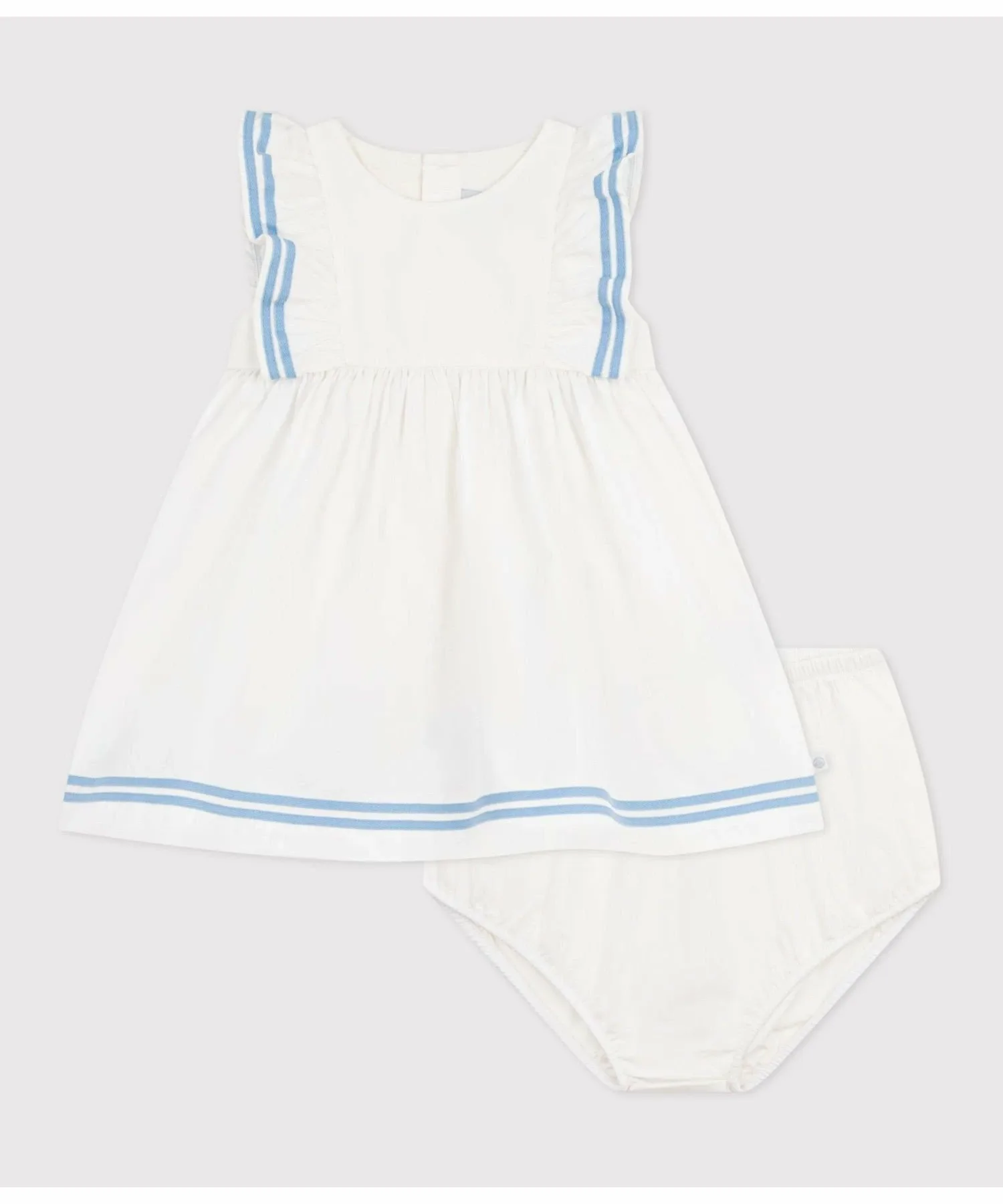 Платье из поплина и комплект из панталонов PETIT BATEAU, Off white