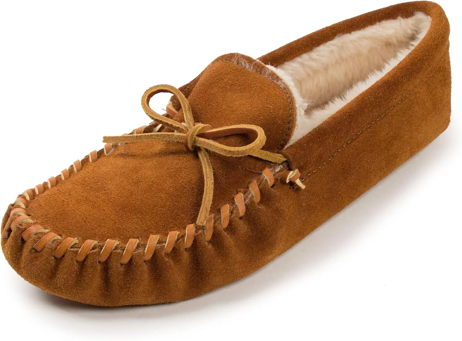Мужские мокасины Minnetonka из овчины с жесткой подошвой, Brown