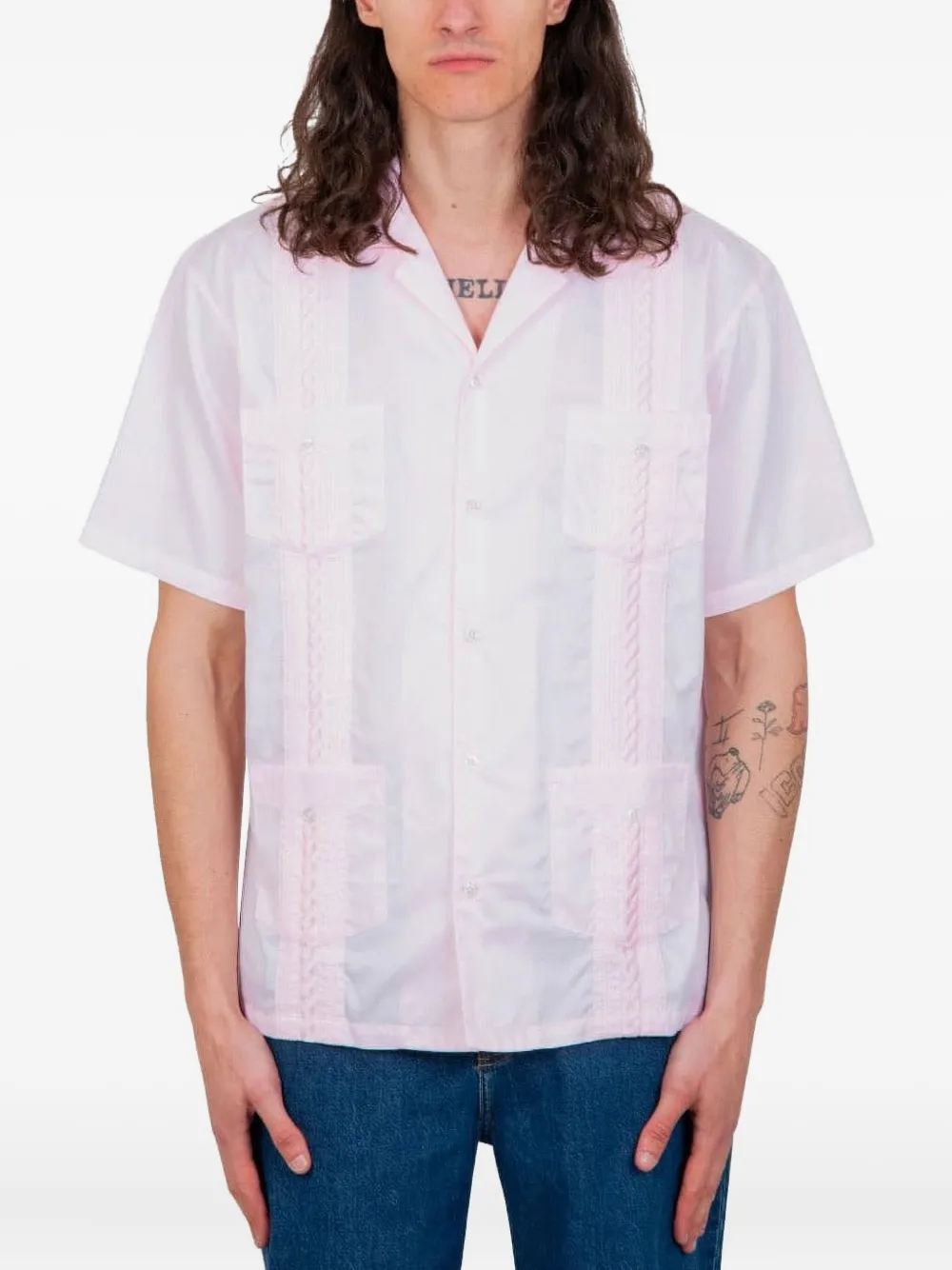 

Рубашка с короткими рукавами и плетеными вставками Drôle De Monsieur, розовый