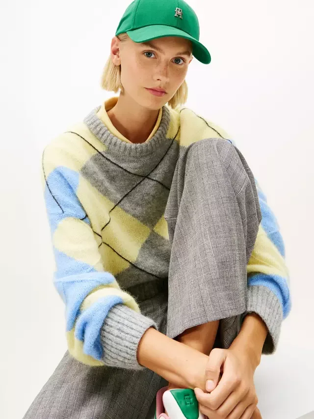Свитер Argyle из смеси шерсти альпаки, серый/разноцветный Tommy Hilfiger — фото 4