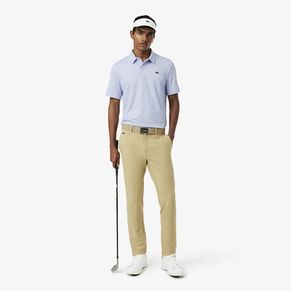 Футболка-поло Lacoste Мужская AOP с коротким рукавом, для гольфа, синий — фото 4