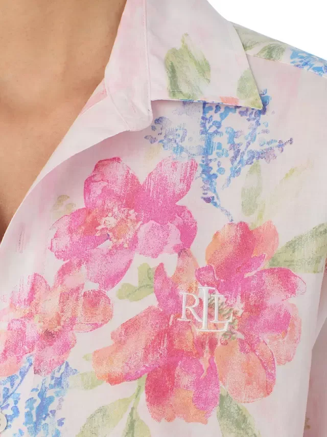Ночная рубашка с длинными рукавами Lauren Paisley, розовая Ralph Lauren — фото 3
