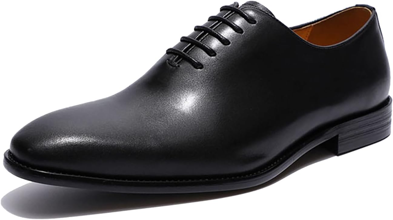 

Мужские классические туфли Oxfords, мужские дерби из натуральной кожи с гладким носком, для выпускного, свадьбы, делового и повседневного ношения, удобные модные туфли-оксфорды на шнуровке для смокинга Santimon, черный