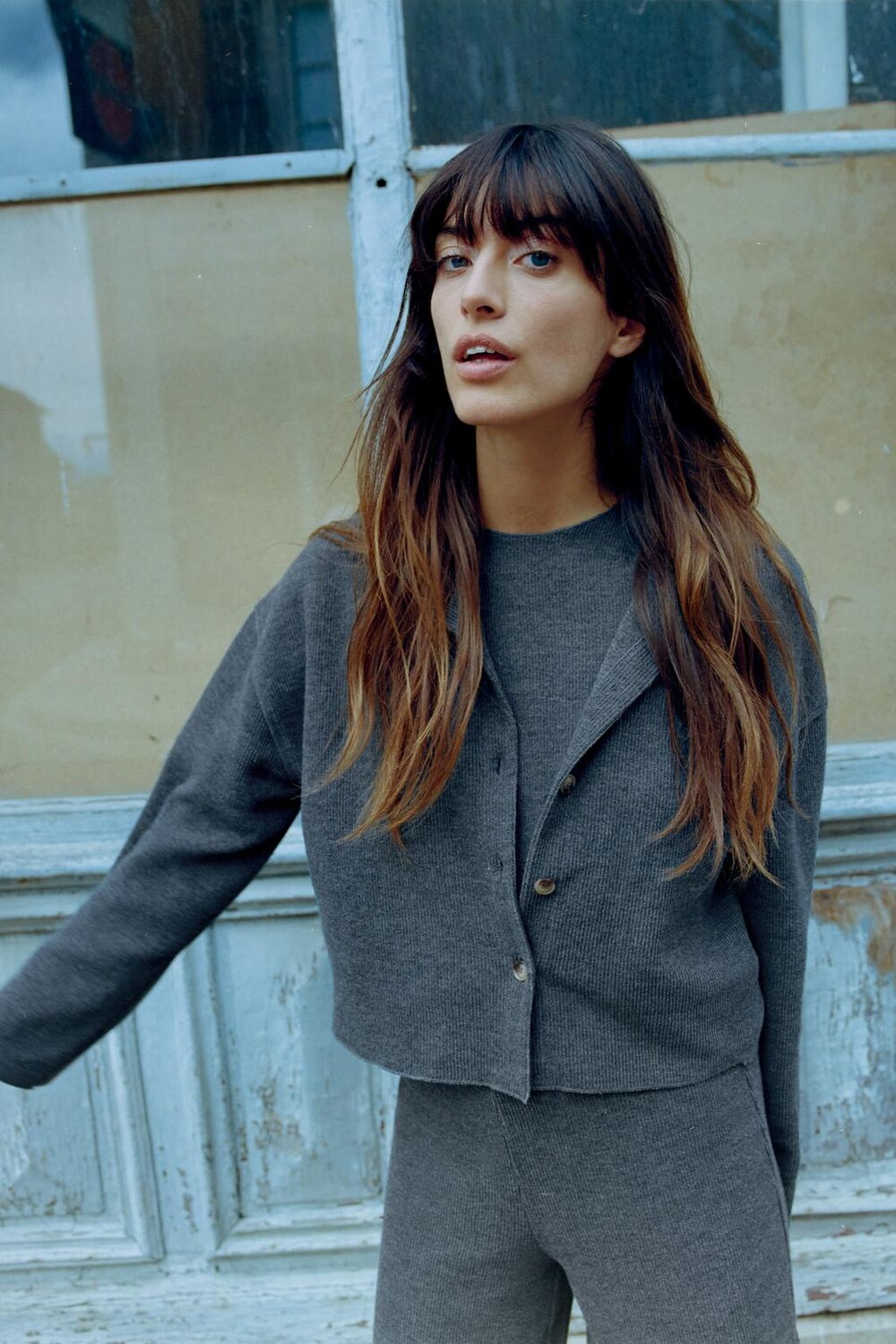 

Мягкий кардиган в рубчик ZARA, серый