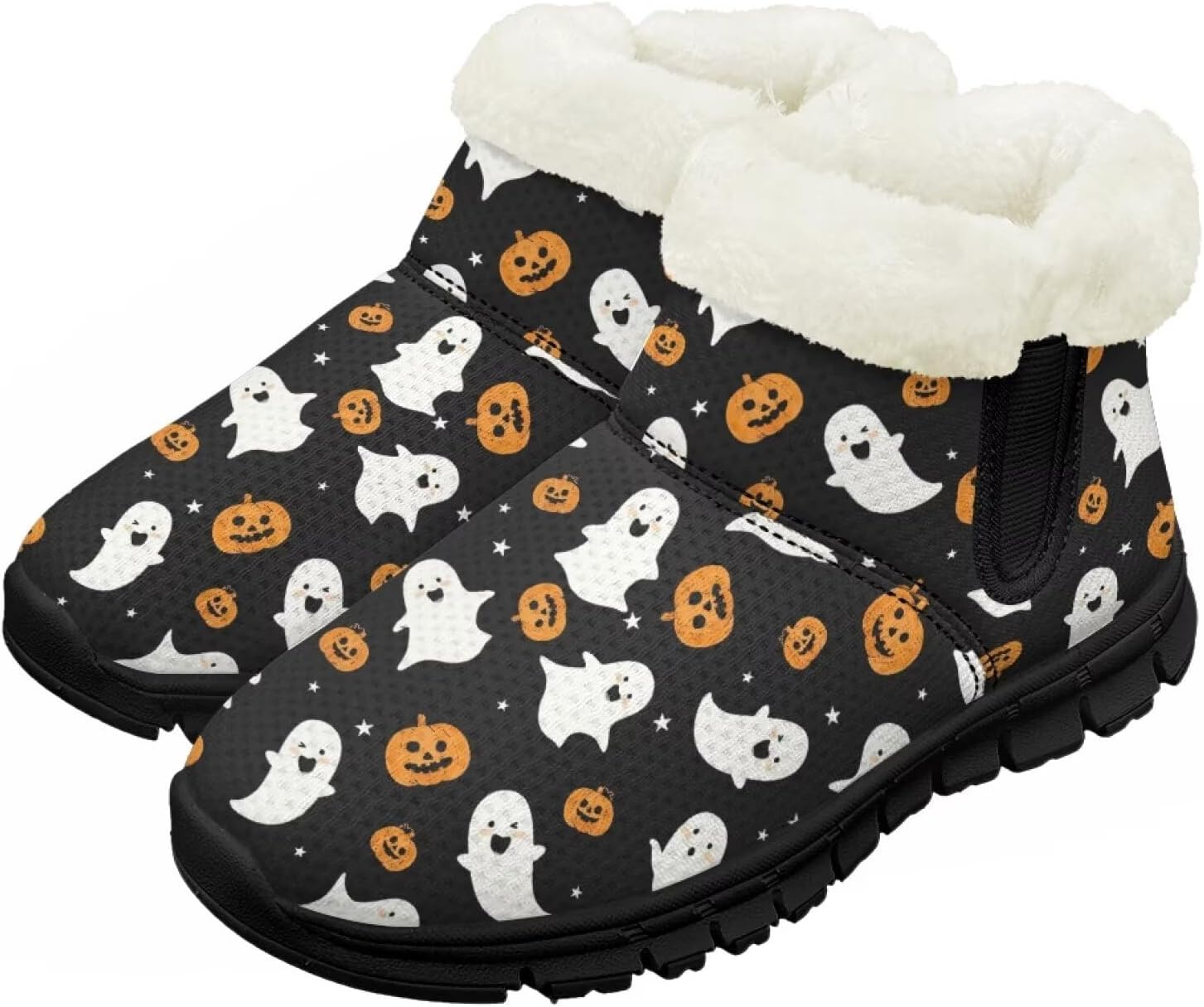

Детские зимние ботинки для мальчиков и девочек, теплые зимние ботинки с нескользящей подошвой, уличные ботильоны для маленьких детей Suhoaziia, Halloween Ghost Pumpkin
