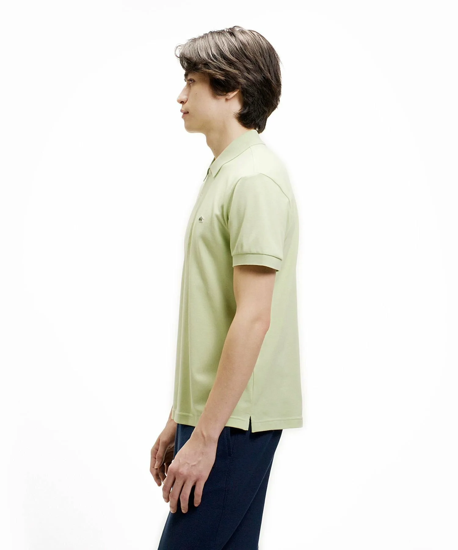 Однотонная облегающая эластичная рубашка-поло (с коротким рукавом) LACOSTE, Sage Green — фото 3