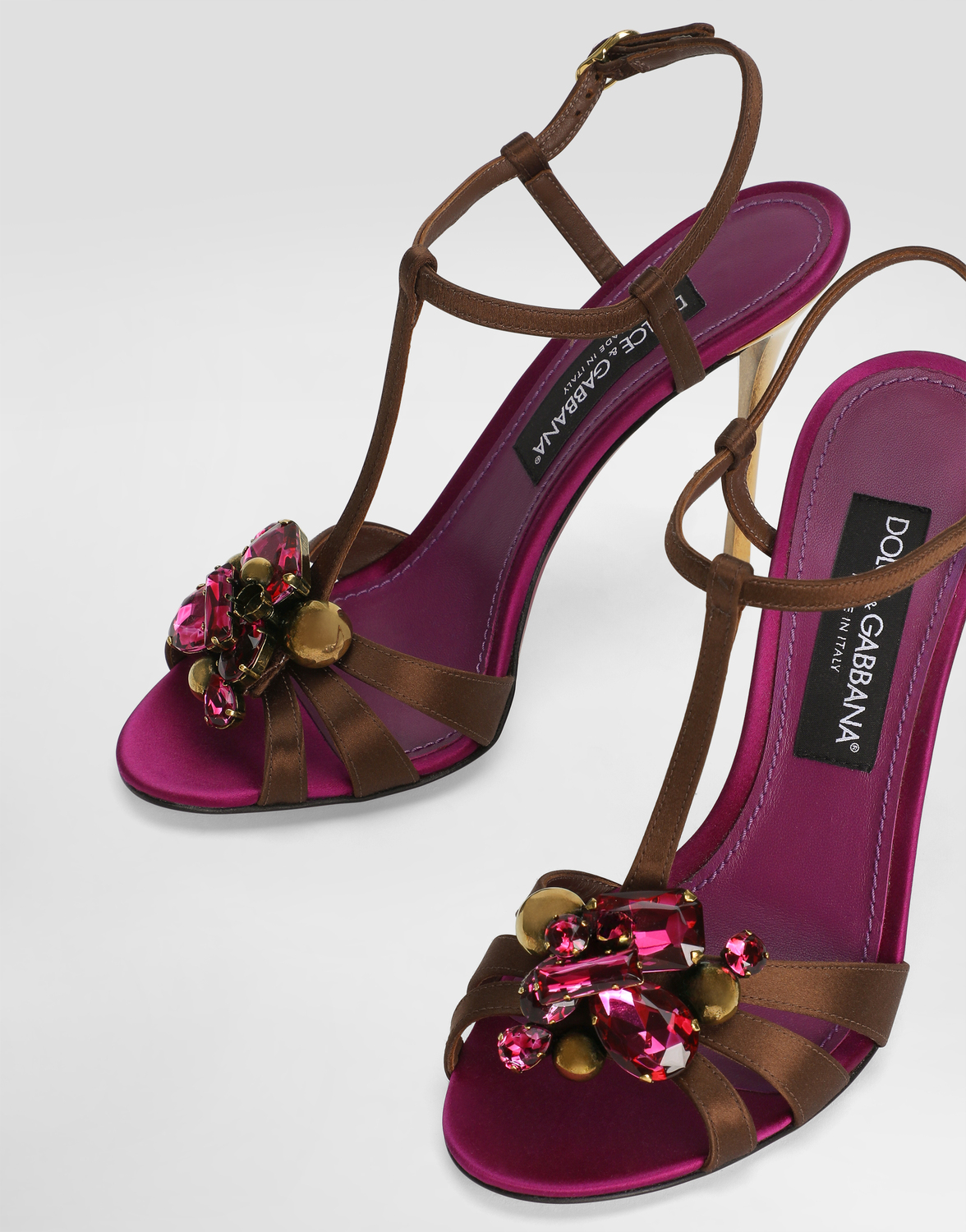 Сатиновые босоножки Keira 2.0 с украшениями DOLCE & GABBANA, мультиколор — фото 4