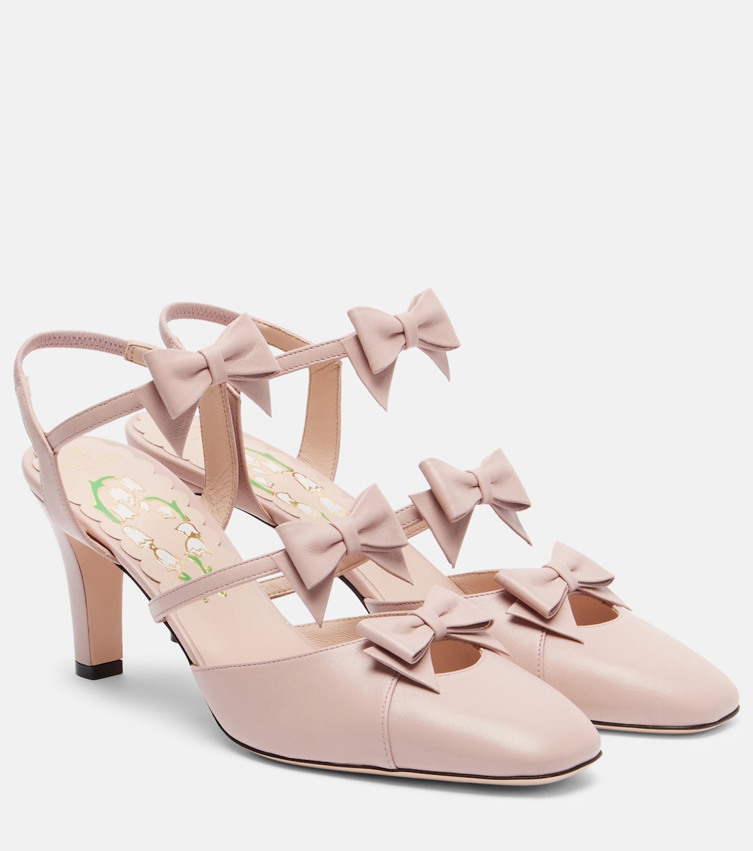 Bowow 75 кожаные туфли-лодочки на ремешке Valentino Garavani, Water Rose