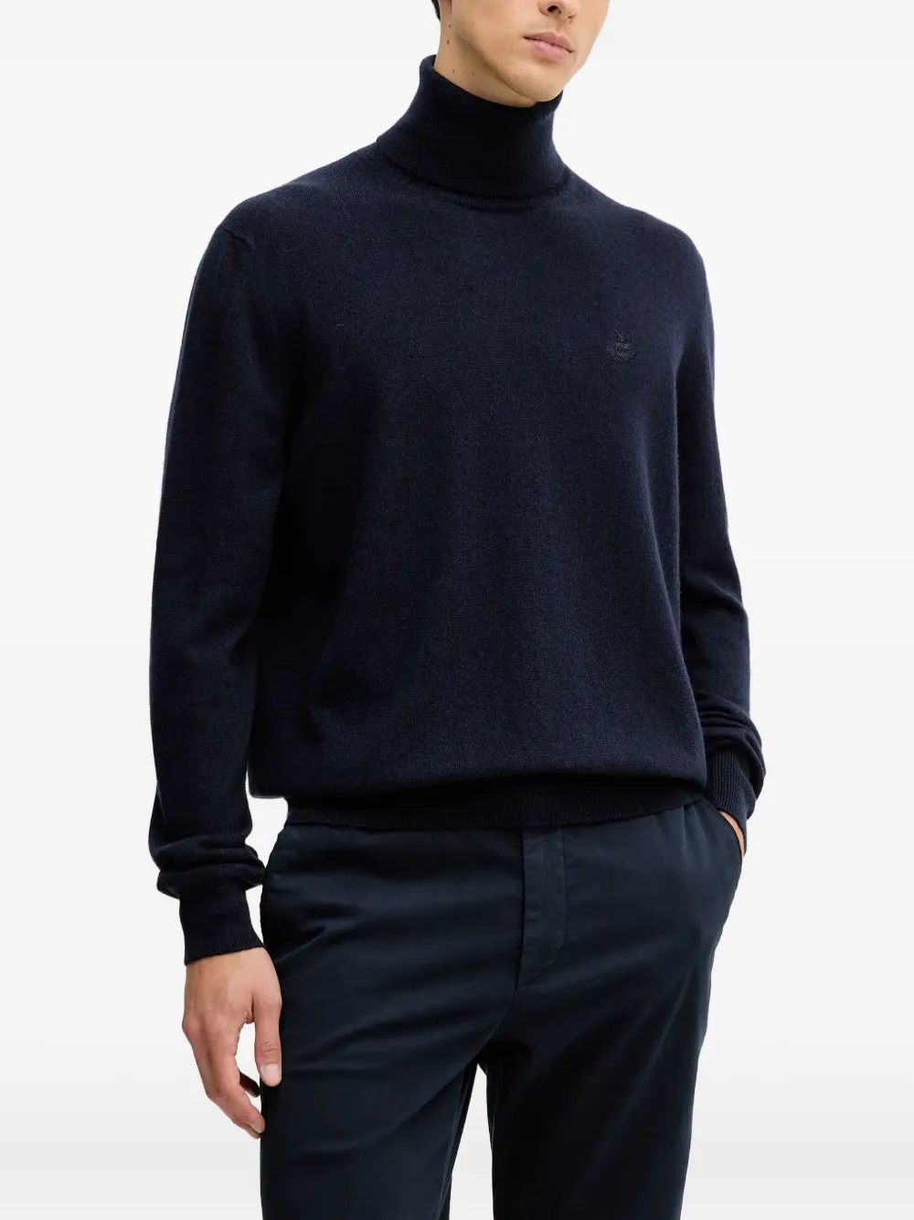 

Свитер с воротником-стойкой и вышитым логотипом Bally, синий