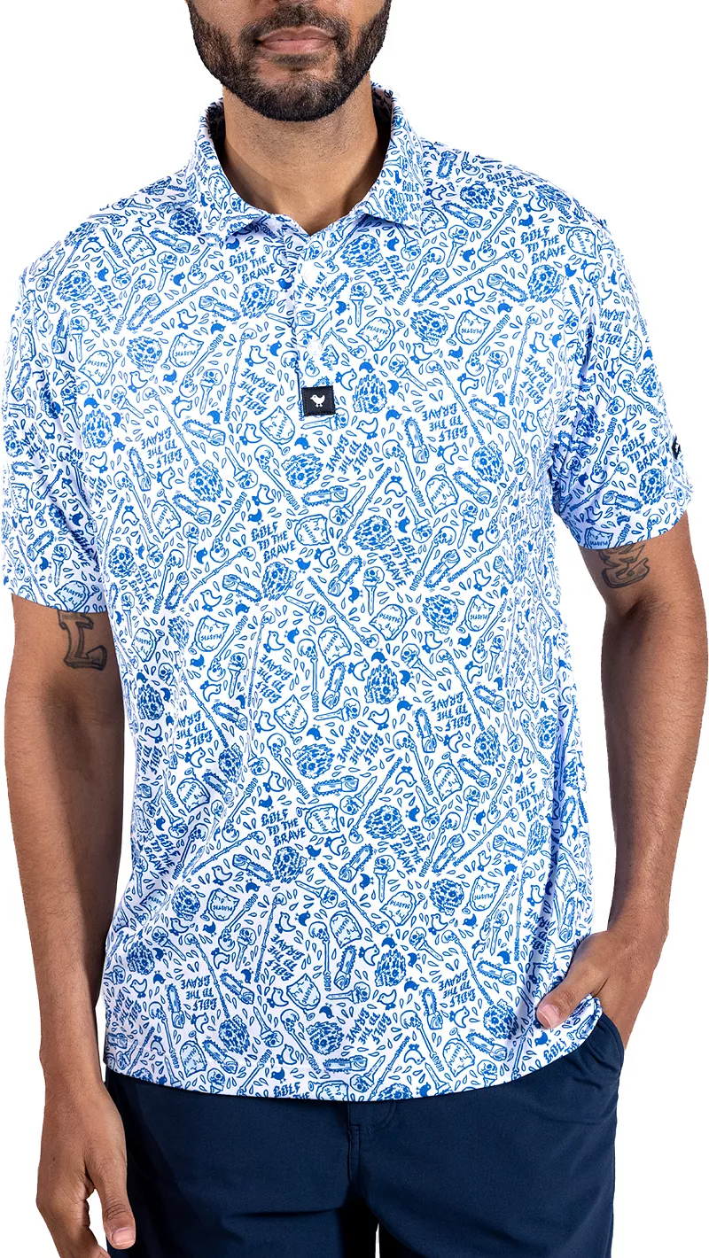 

Мужская рубашка-поло для гольфа Bad Birdie X Liquid Death Core, цвет Liquid Death Blue