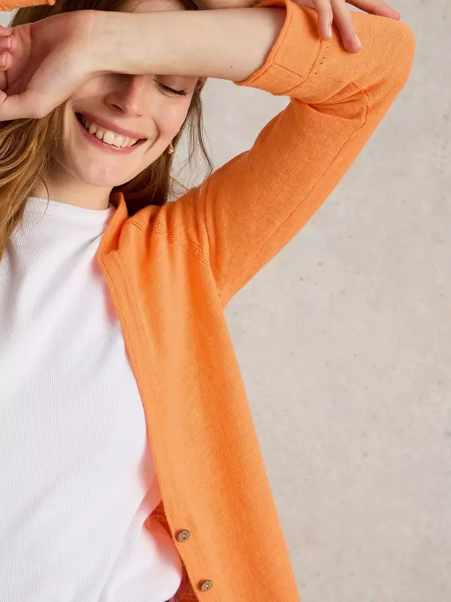 

Кардиган White Stuff Naria Linen Blend V-Neck, оранжевый