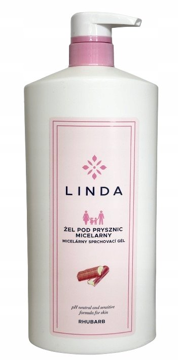 

Мицеллярный гель для душа Linda Vegan с дозатором, ревень, 1 л