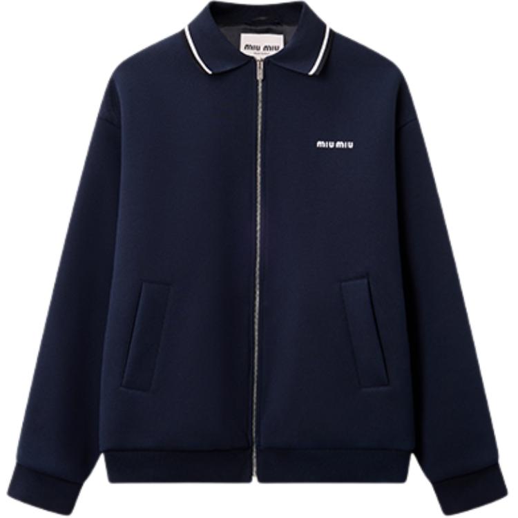 

MIU MIU Куртка с молнией и вышитым логотипом, Blue