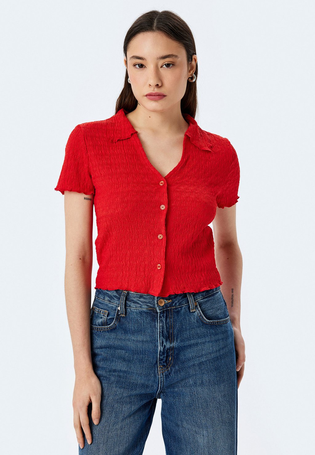 

Блузка на пуговицах SHORT SLEEVE Koton, красный