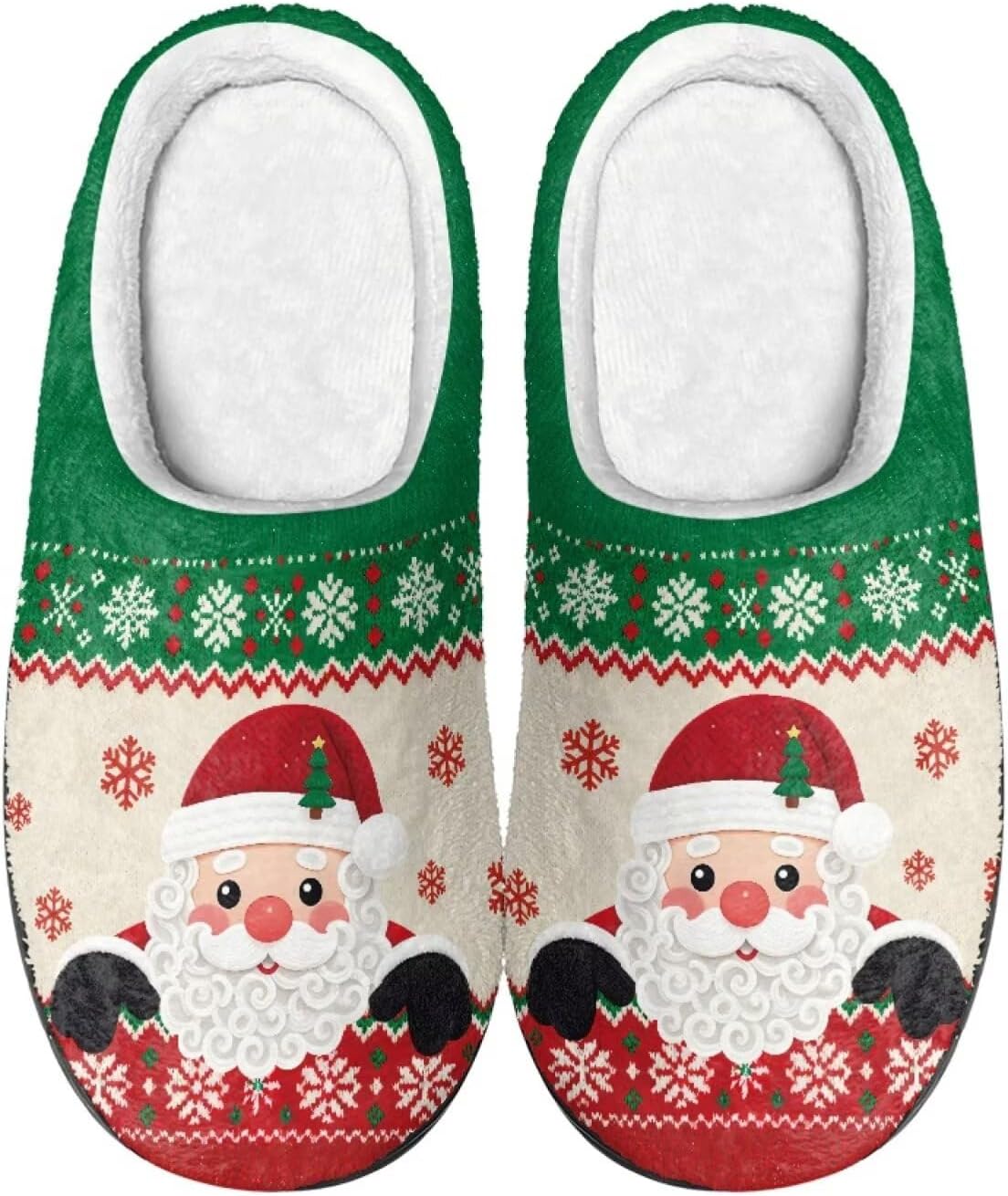 

Удобные плюшевые тапочки Cadowhimsy с закрытым носком, домашние тапочки без шнурков, пушистые домашние тапочки для женщин и мужчин, для дома и улицы, Santa Claus Snowflake