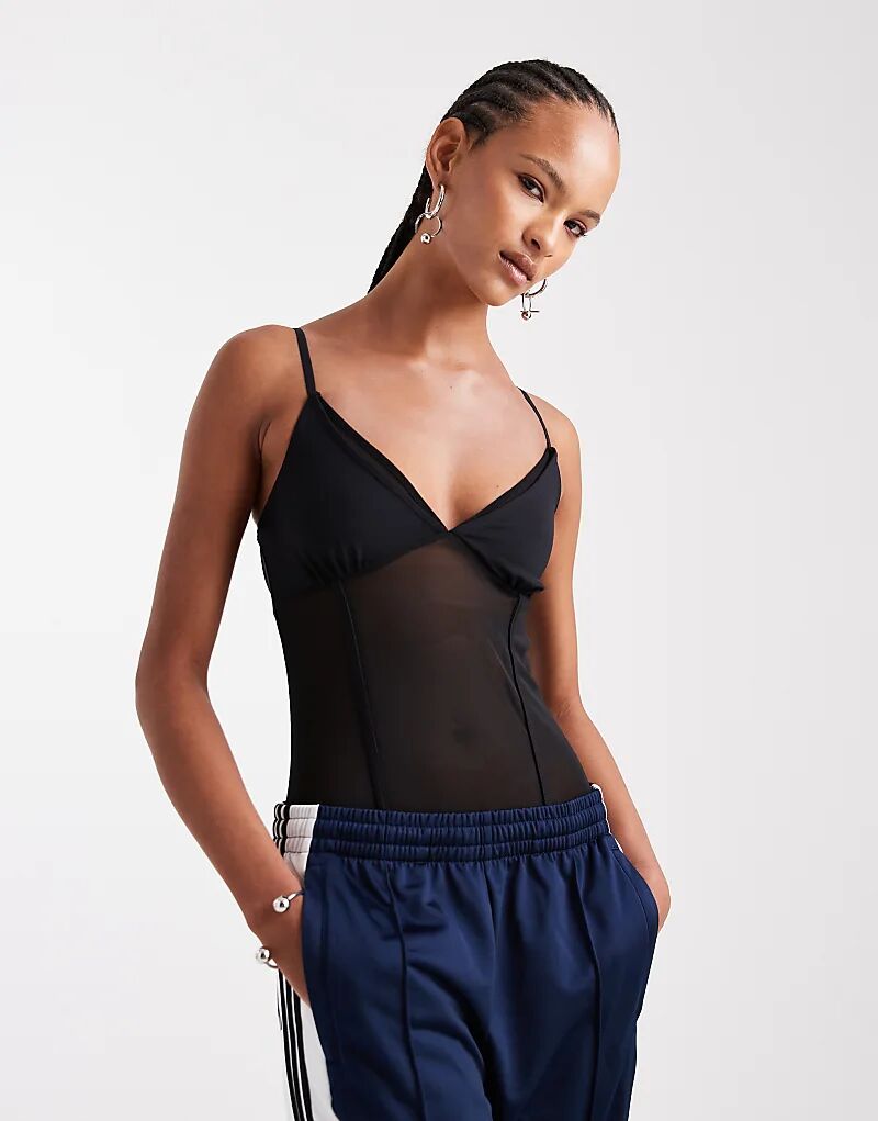 

Боди ASOS DESIGN с прозрачной сеткой и вставками черного цвета