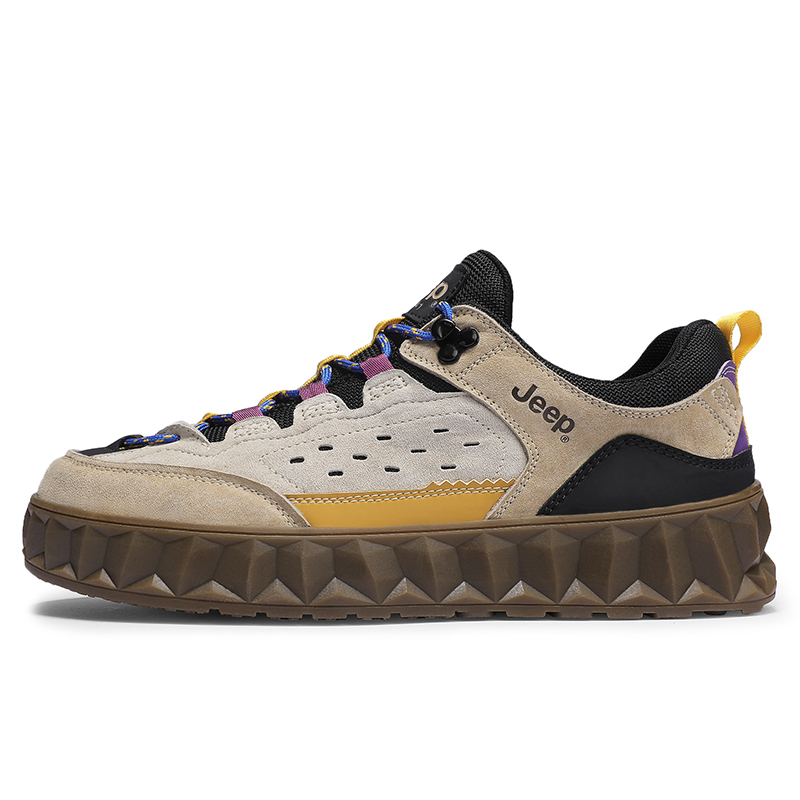 

Мужские низкие скейтборд-кроссовки Abrasion Resistant, Balanced, Lightweight, And Breathable Jeep, бежевый черный