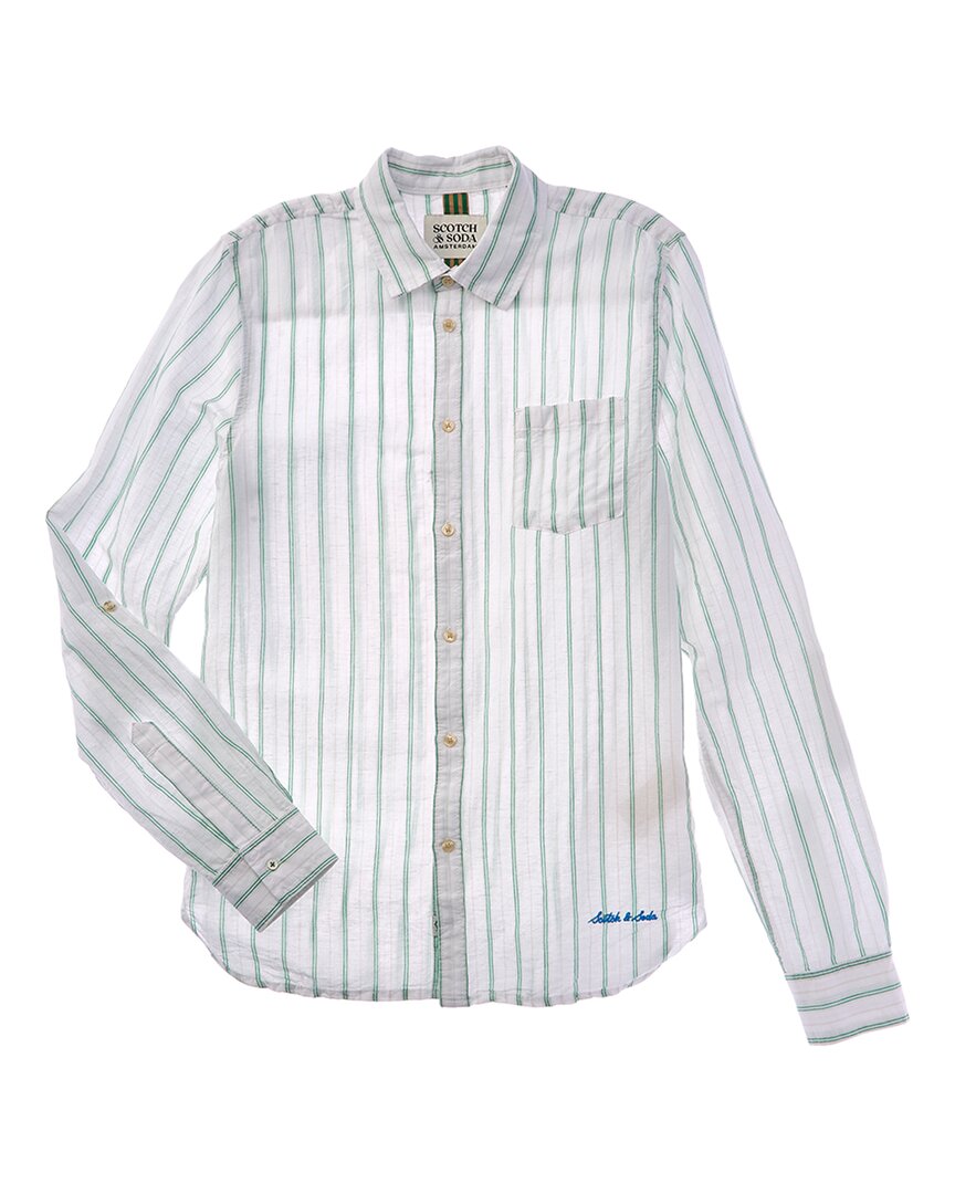 Футболка из смесовой льняной пряжи, окрашенной методом Scotch & Soda, белый — фото 2