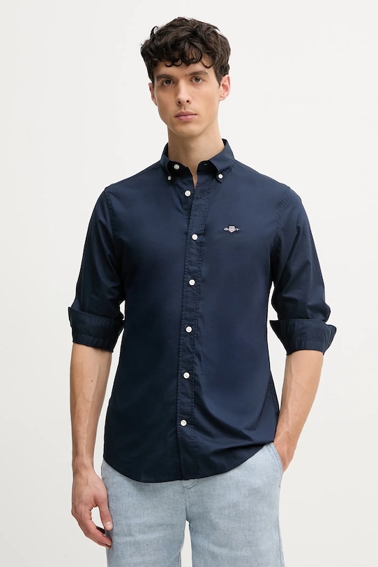 

Хлопковая рубашка Gant, темно-синий