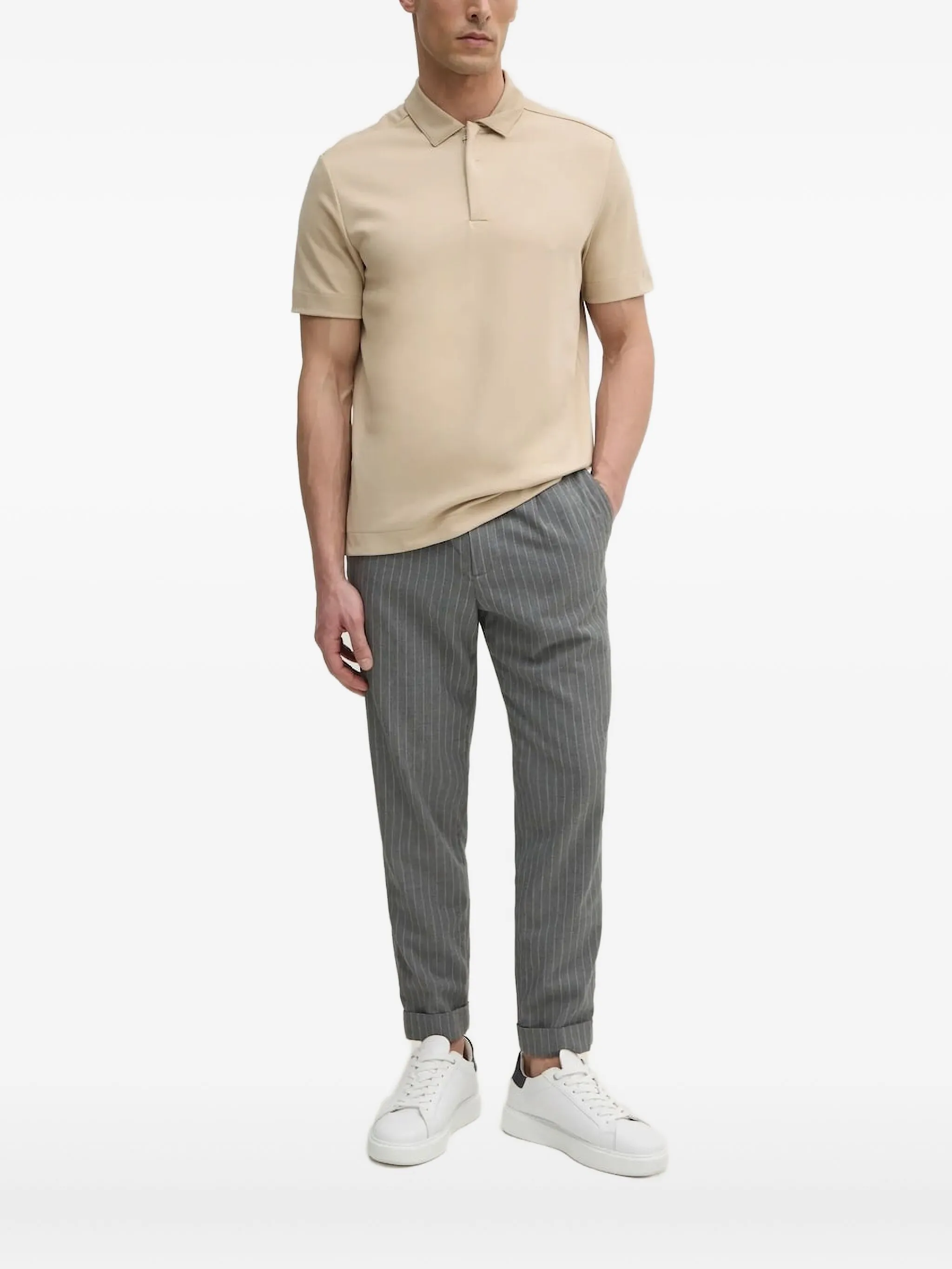 

Рубашка поло на молнии Boss, бежевый