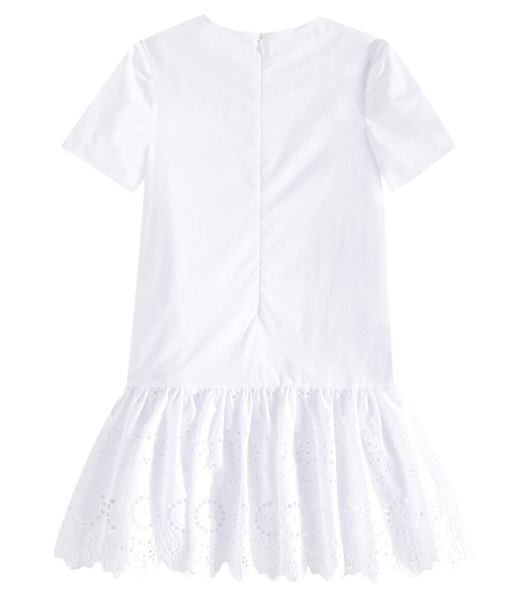 Платье из хлопка с вышитым логотипом Dolce&Gabbana Kids, цвет bianco ottico — фото 4