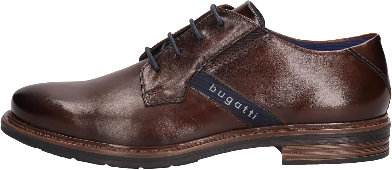 Деловые туфли Bugatti для мужчин, деловые туфли на шнуровке для мужчин, Dark Brown 6100