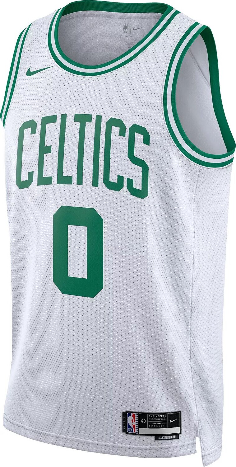 Мужская белая майка Nike Boston Celtics Jayson Tatum #0 Dri-FIT Swingman — фото 2