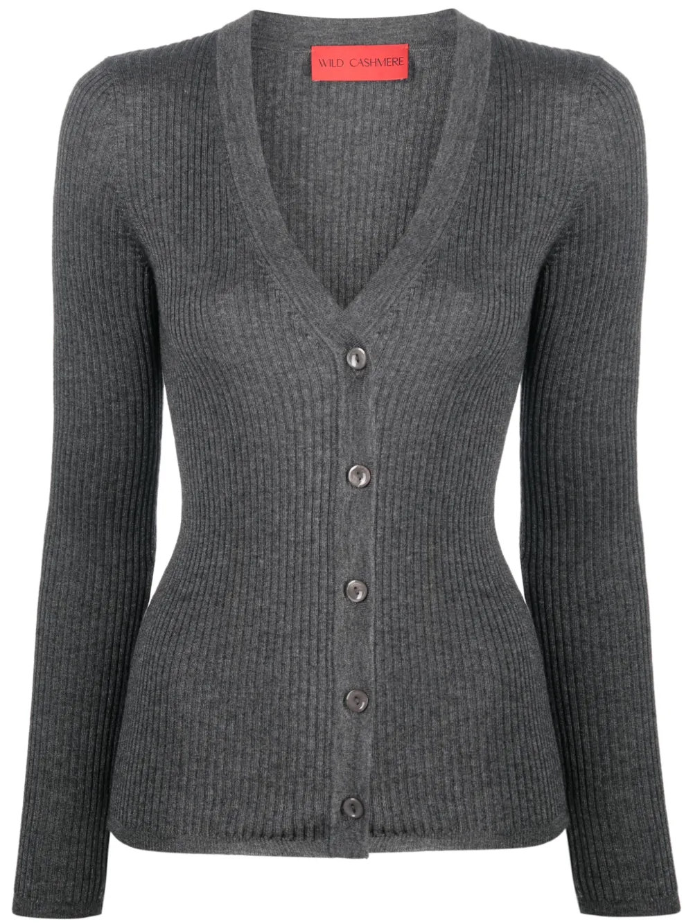

Кардиган Cloe в рубчик с V-образным вырезом WILD CASHMERE, серый