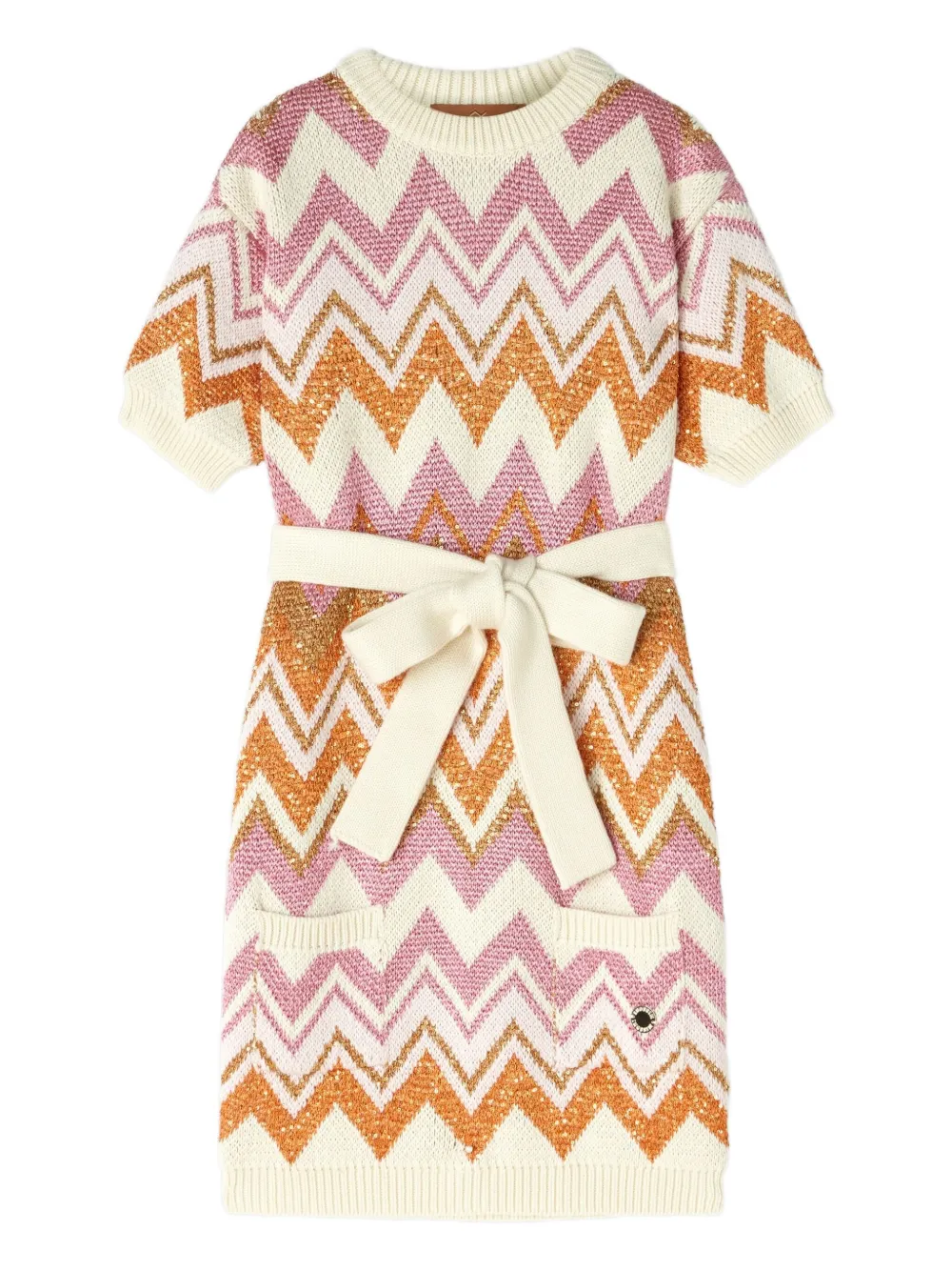 

Трикотажное платье с поясом Missoni Kids, нейтральный