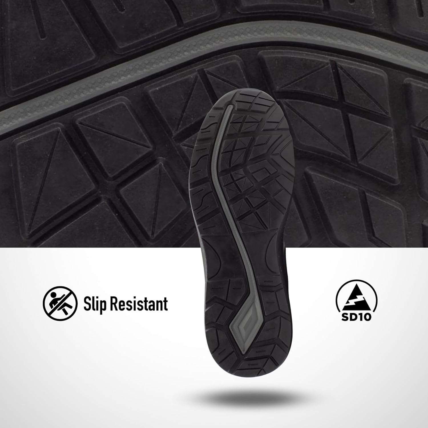 Мужские ботинки New Balance с композитным носком - противоскользящие, защищают от электричества, устойчивы к проколам - для промышленности и строительства, черный/серый — фото 2