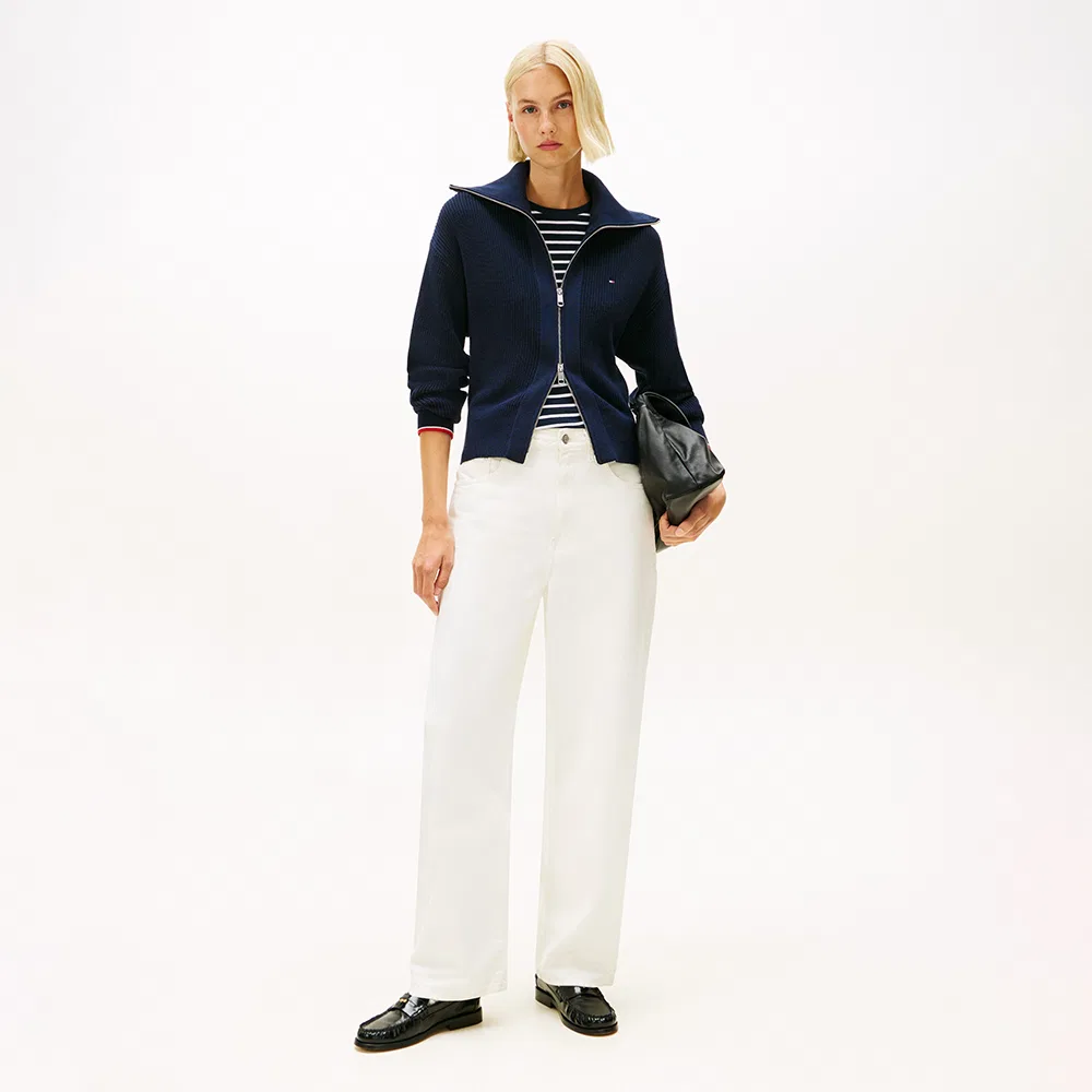 Женский хлопковый вязаный кардиган на молнии тёмно-синий от Tommy Hilfiger Women — фото 2