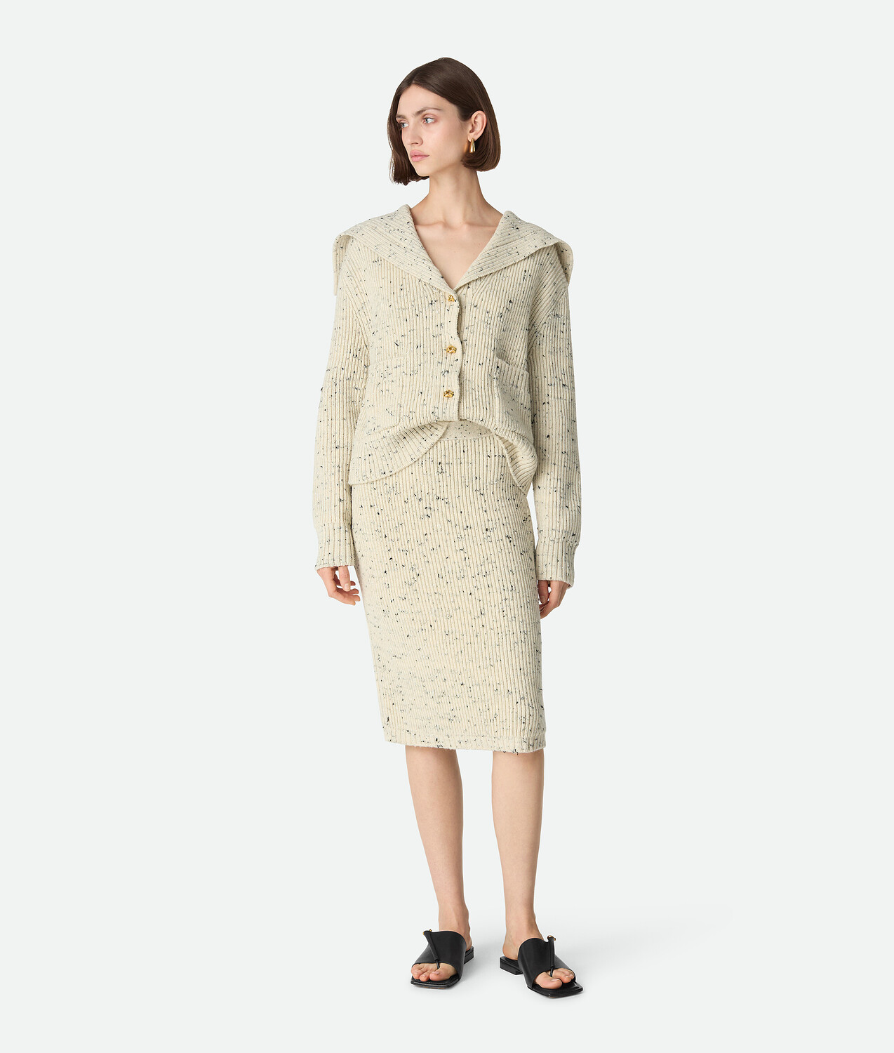 

Wool english rib skirt BOTTEGA VENETA, голубь