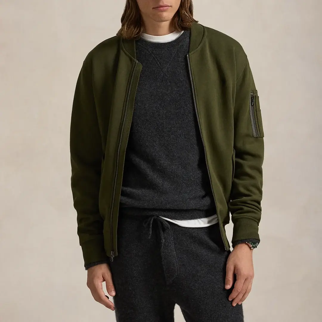 Polo Ralph Lauren Застёгивающаяся на молнию кофта с длинными рукавами, Olive Green — фото 4